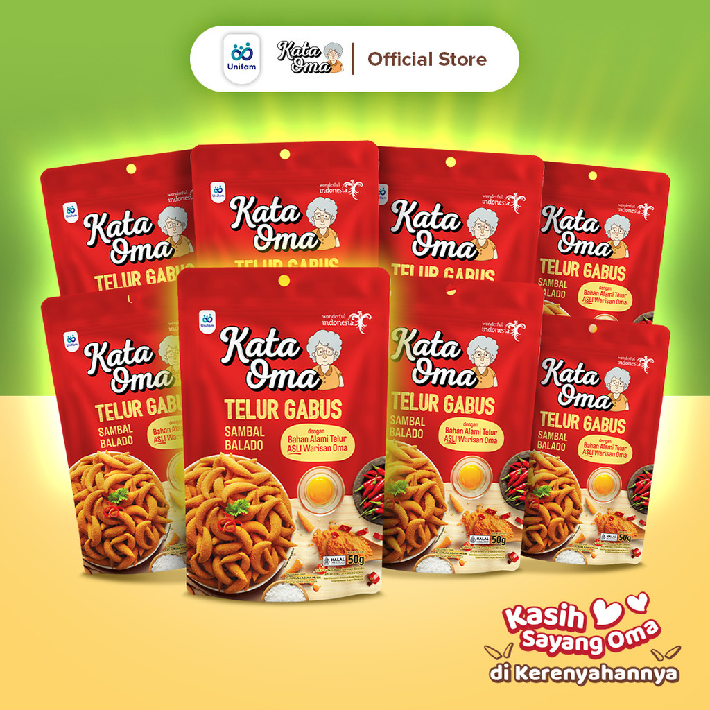 

Paket Isi 8 Kata Oma Telur Gabus Rasa Sambal Balado 50 Gr