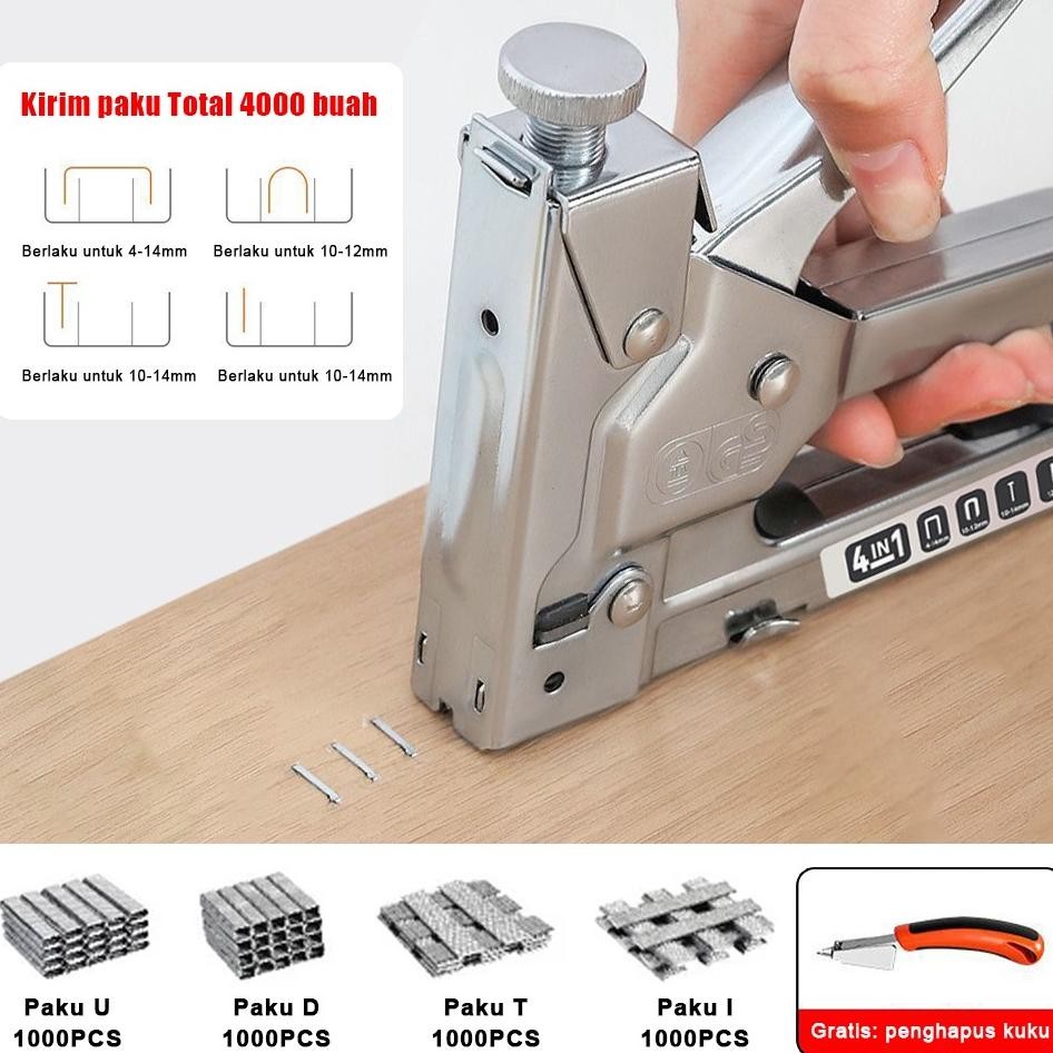 

4 In 1 Staples Gun Taer 4Pcs Paku Penghapus Kuku Stapler Jok Staples Hekter Jok Stepler Gun Stapler