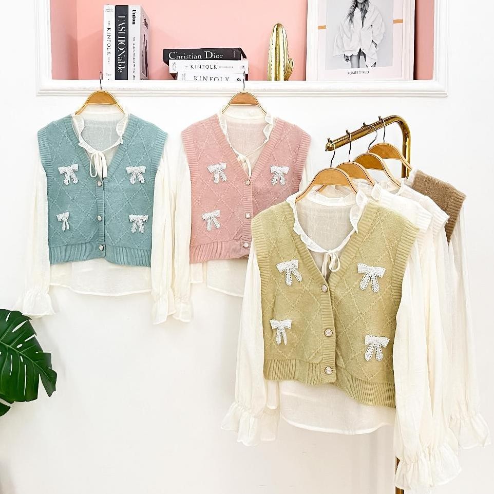 Kriz 2 Pc Set Knit Vest Rajut Kemeja Quality