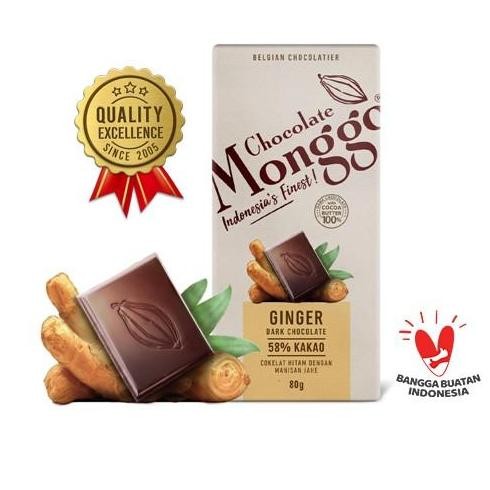 

Ginger & Dark Chocolate Monggo 80g Coklat Jahe Snack Sehat Termurah