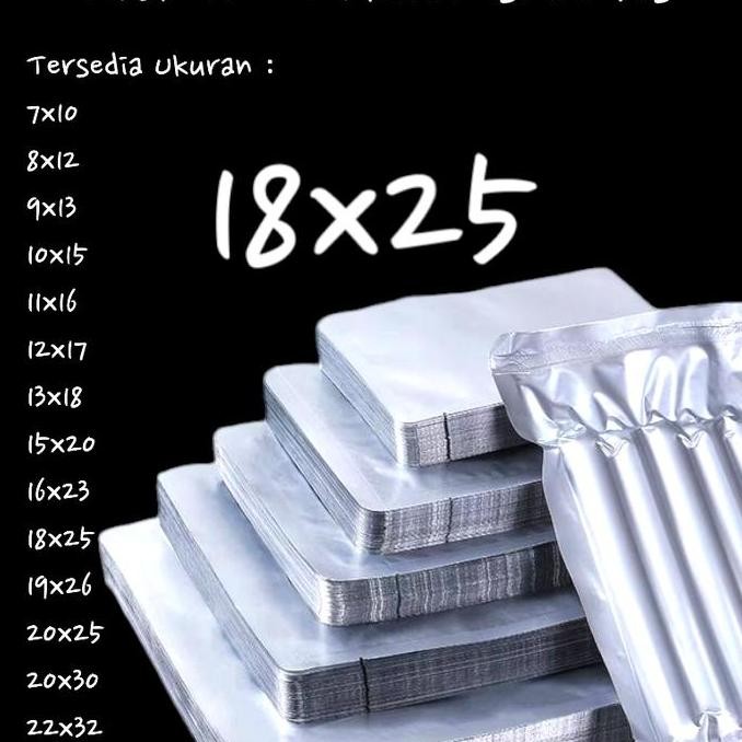 100 Lembar Sachet Full Aluminium Foil Silver 185 Sachet Tebal 200-220 Micron