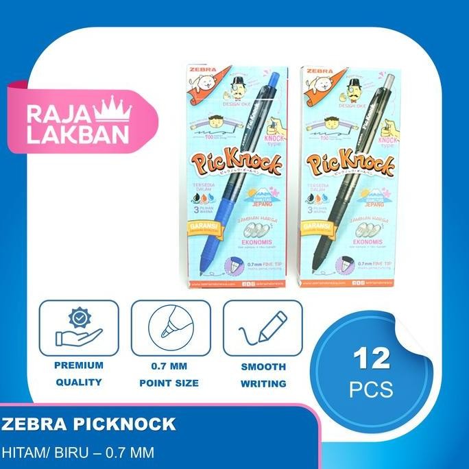 

tersedia pulpen klik zebra picknock 0.7mm hitam biru - bolpoin lusin untuk kantor & sekolah