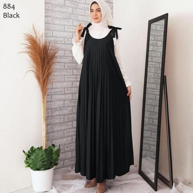 Baju Gamis Plisket Wanita Tanpa Lengan / Gamis Plisket Overall Kensi 602