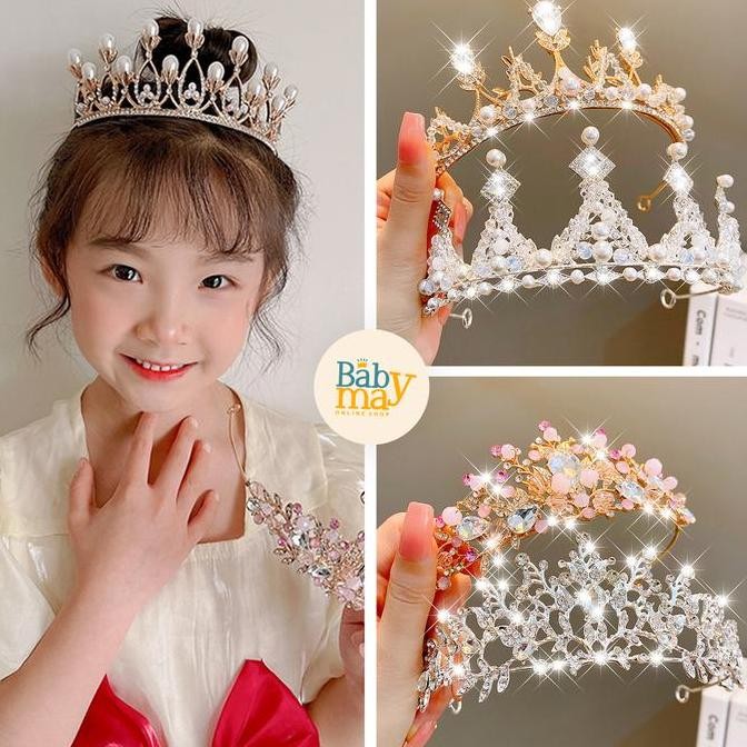 SIAP KIRIM MAHKOTA ANAK PRINCESS HIJAB ULANG TAHUN BABYMAY - BANDO KOREA MUTIARA FASHION