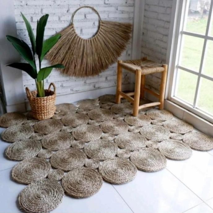 Karpet kotak persegi besar| Rug anyaman mendong| Alas Lantai