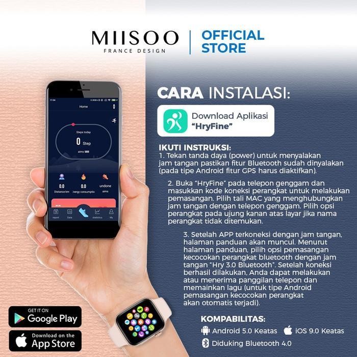 Miisoo Jam Smartwatch T55, Strap Bisa Telfon Jam Tangan Unisex