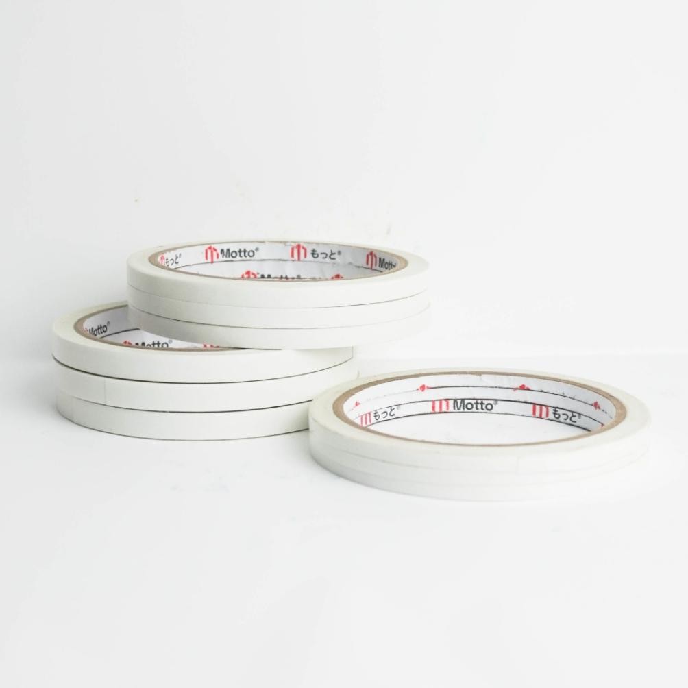 

Baru - Double Tape Kertas 4mm x 10 Meter - 1 Slop Isi 36 Pcs/Roll - Motto Tape ~