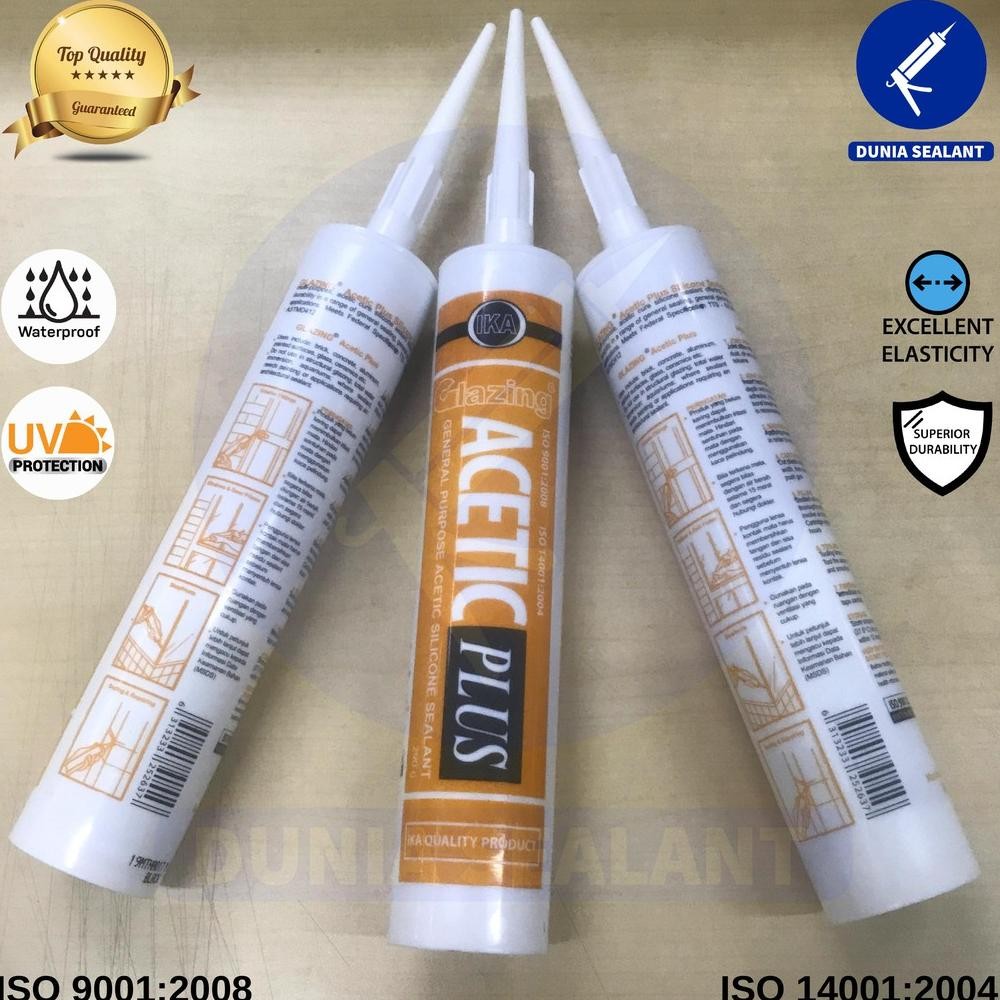 Terbaik IKA Glazing Acetic Plus Silicone Sealant Lem Kaca Aquarium Aluminium Keramik Pintu ,,