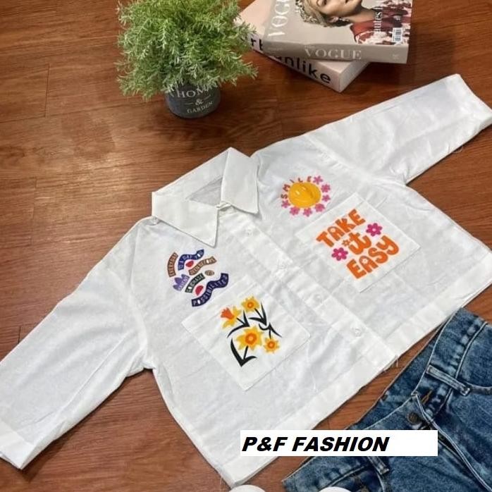 Special - DAISY SHIRT KEMEJA LINEN CROP 