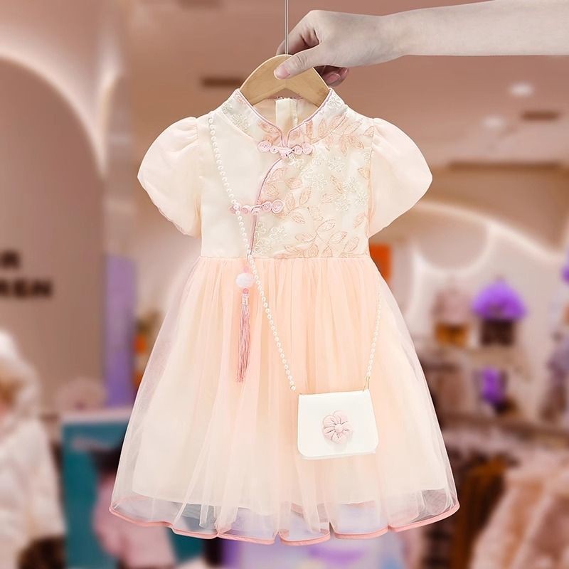 Gaun Musim Panas untuk Gadis2025Gaun Hanfu Gaya Cina Anak Baru yang Stylish Gaun Cheongsam Putri Mus