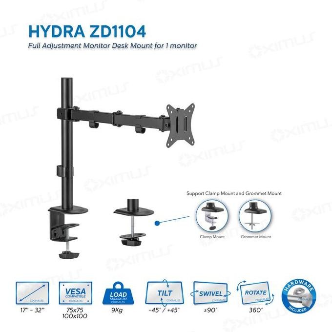 

Sale Bracket Meja Lcd Led Tv 1 Monitor 13" - 27" Oximus Hydra Zd1104 Black Dengan Kabel Management