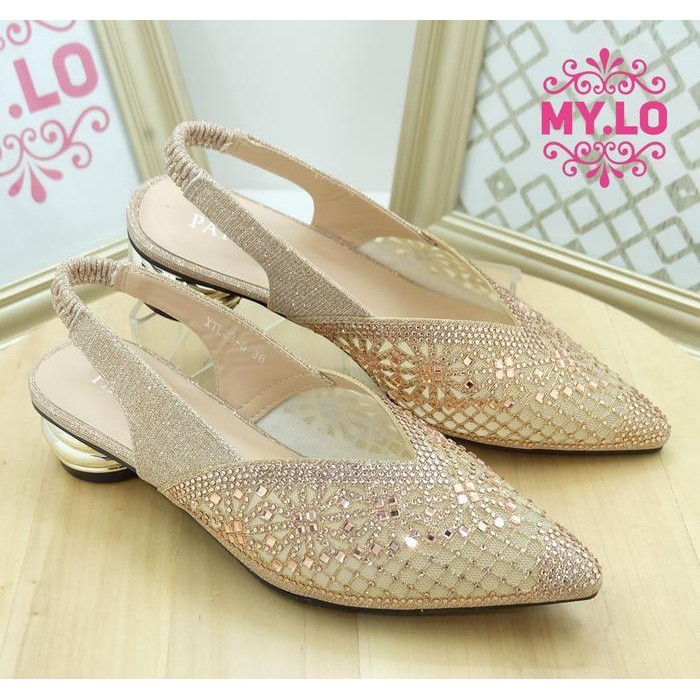 Sepatu Pesta Wanita Sandal Heels Wedding Perempuan Selop Kebaya Nikah Pengantin Sendal Lamaran Hanta