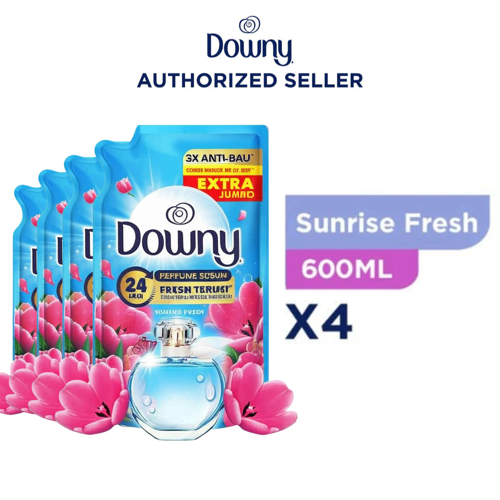Downy Sunrise Fresh Pewangi dan Softener 600ml - Isi 4