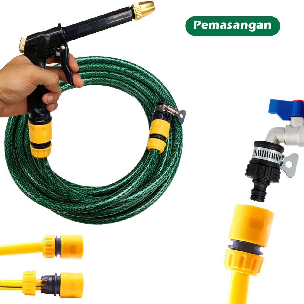 Paket Komplit Semprotan Water Gun New Pistol Semprot Taman Steam Cuci Mobil Motor - Tinggal Colok Pa