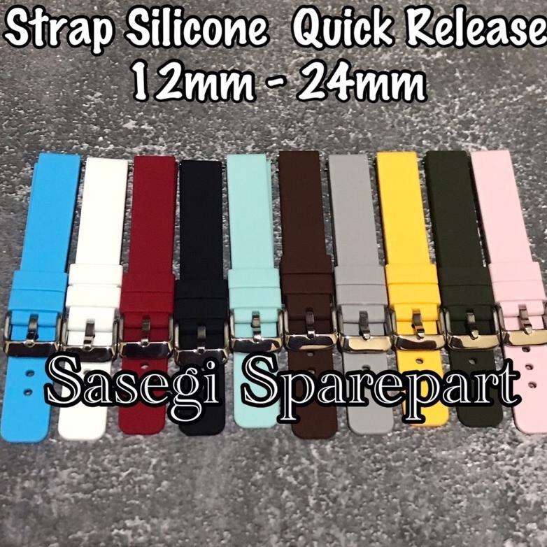 (Terbaru) Strap Tali Rubber Silicone Quick Release 12mm-24mm Rubber Premium Class Quick Release (Ter
