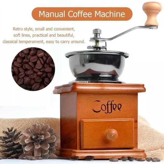unik gilingan kopi manual retro wood klasik jadul-coffee grinder bean