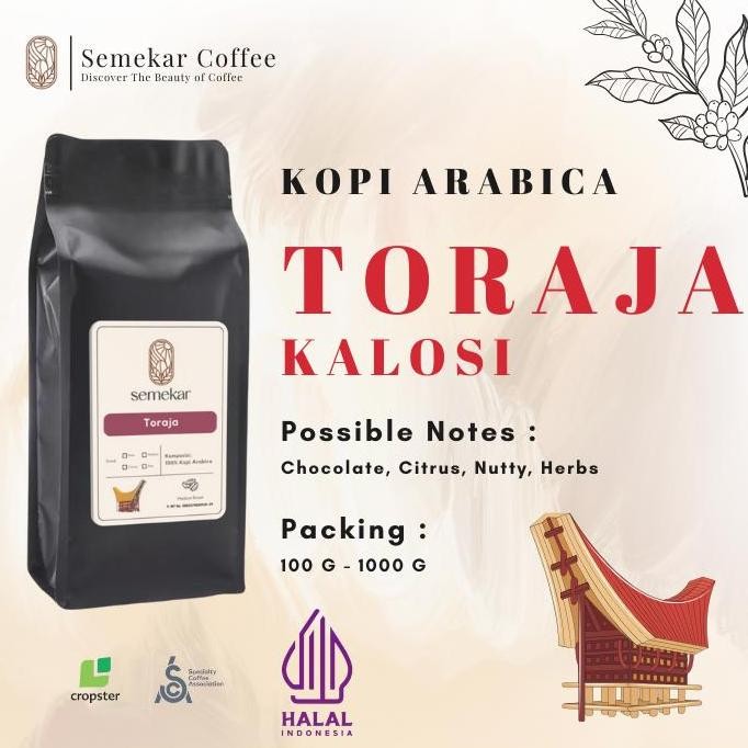 

original kopi arabica toraja 200gr/100gr - biji bubuk specialty semekar coffee