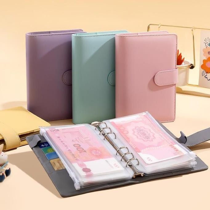 

A6 Daun Longgar Macaroon Pu Buku Catatan Kulit Buku Catatan Keuangan Keuangan Keluarga Buku Tabungan Uang Saku Zip