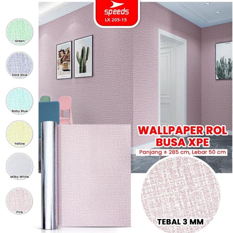 MURAH SPEEDS Wallpaper Dinding Foam Roll Motif Kain Linen Wallpaper Stiker Dinding Kamar Tidur 205-1