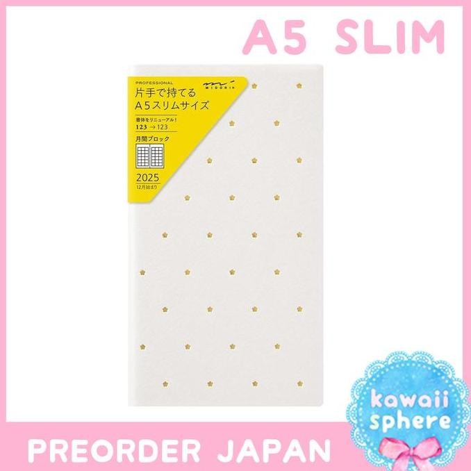 

Midori Professional Diary 2025 A5 Slim Monthly Floral Pattern | Planner 2025 Midori | Preorder Handcarry Japan