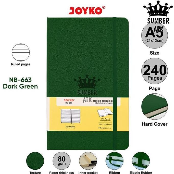 

Notebook Buku Tulis Catatan Joyko Hard Cover Nb-663 A5 Ruled Darkgreen