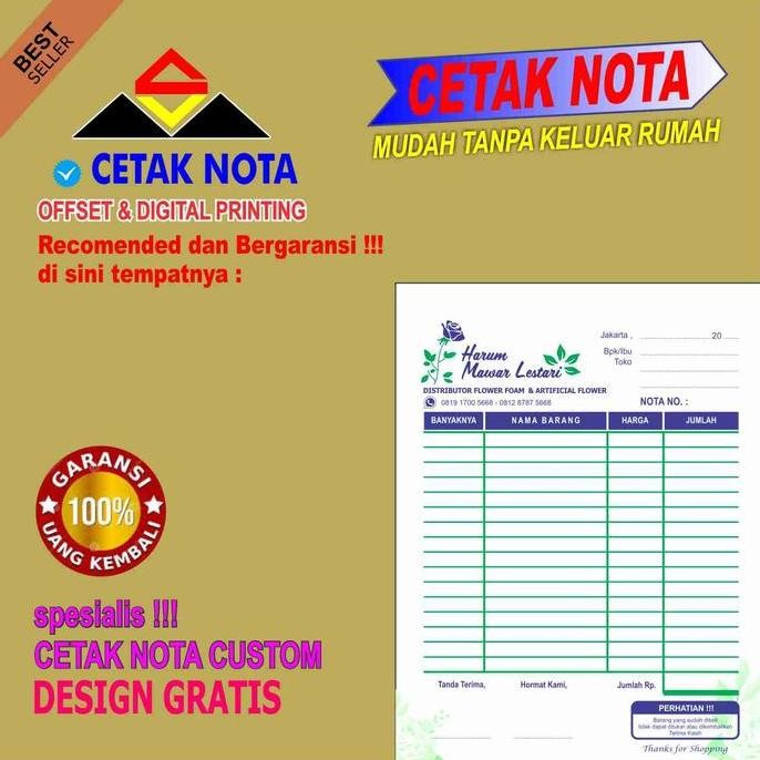 

Cetak Nota 2 Ply Full Warna (Digital Print 1/4F)