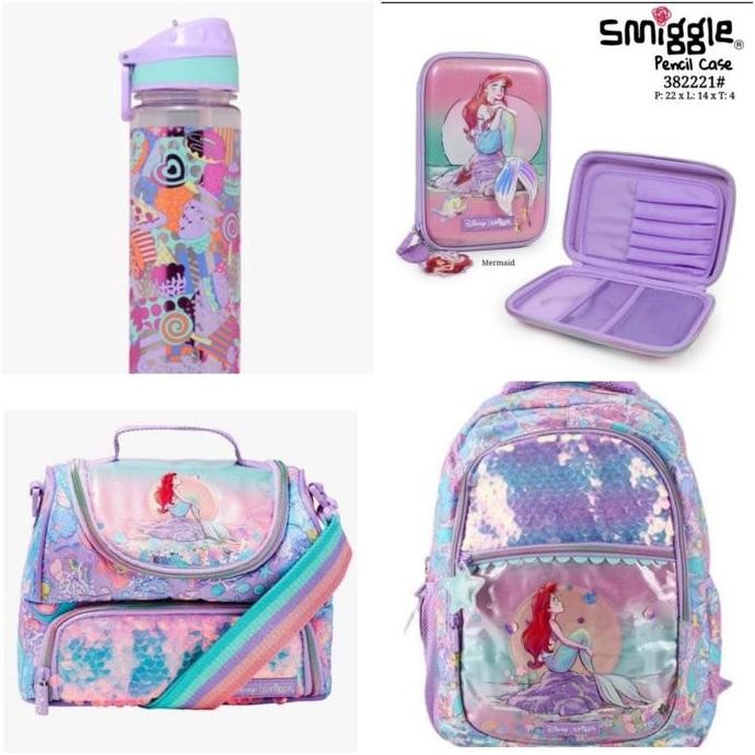 Smiggle Ariel Backpack, Lunch Bag, Botol Minum, Pencil Case/Kado
