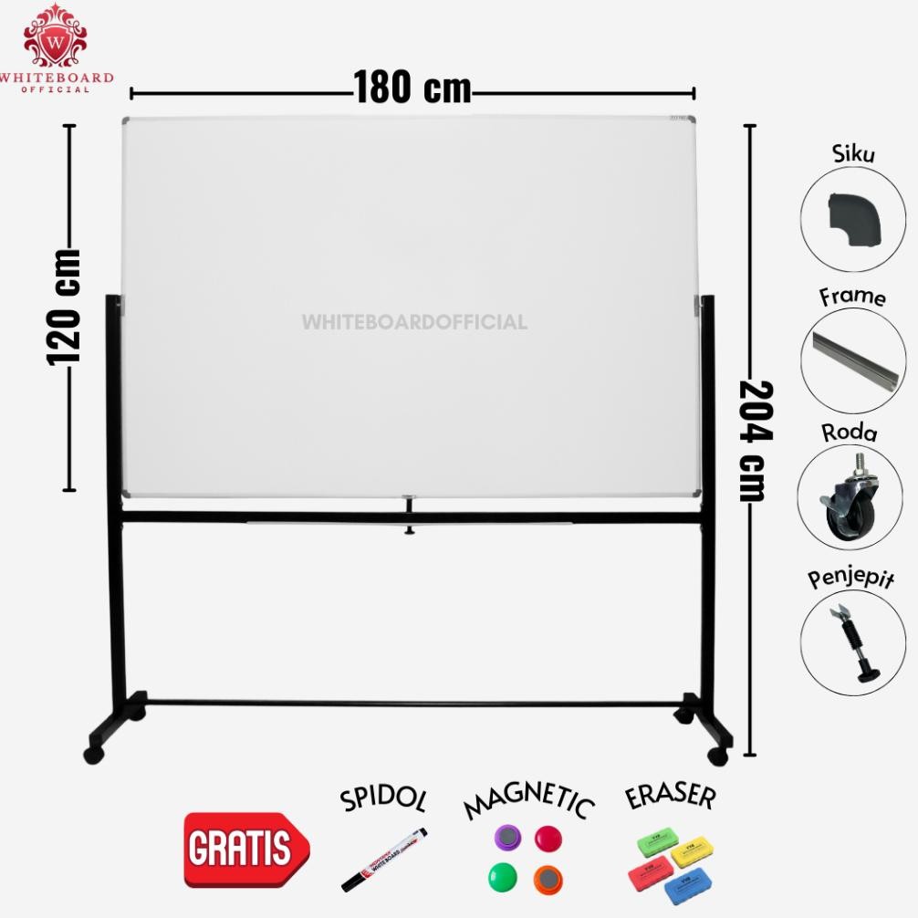 

SAKANA Papan Tulis White Board 120x180cm / Whiteboard Magnet Standing Praktis untuk Rumah / Kantor