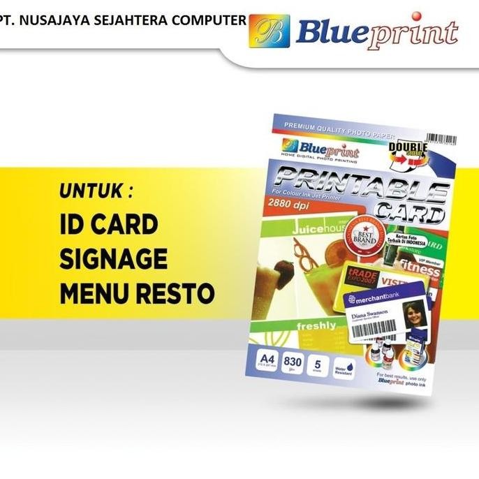 

Printable Card White Blueprint A4 Isi 5 Lembar / Kartu Cetak Id Card Original