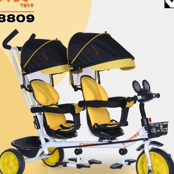 Sepeda Anak Roda 3 Exotic Et8811 Boncengan Anak Kembar Double Seater