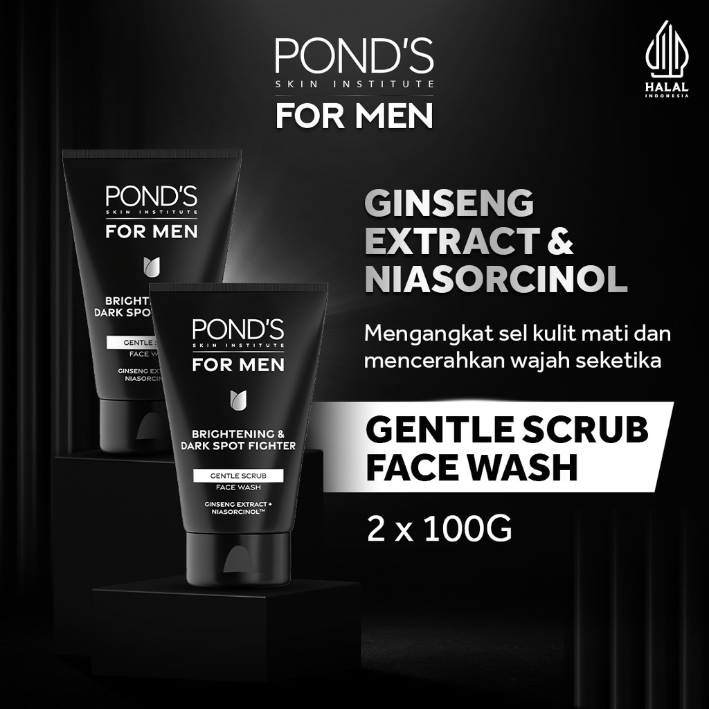 PONDS Skin Institute for Men Brightening & Dark Spot Fighter FACE SCRUB 100g- FACIAL SCRUB Pria