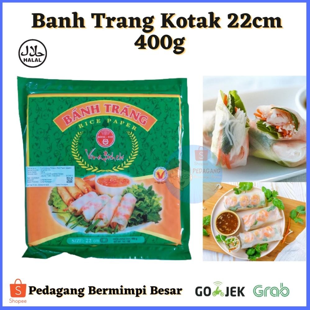 

Promoo!! Banh Trang Rice Paper 400gr 22cm KOTAK | Kulit Lumpia Vietnam Kotak| Rice Paper Kotak/ Banh trang kotak 22cm