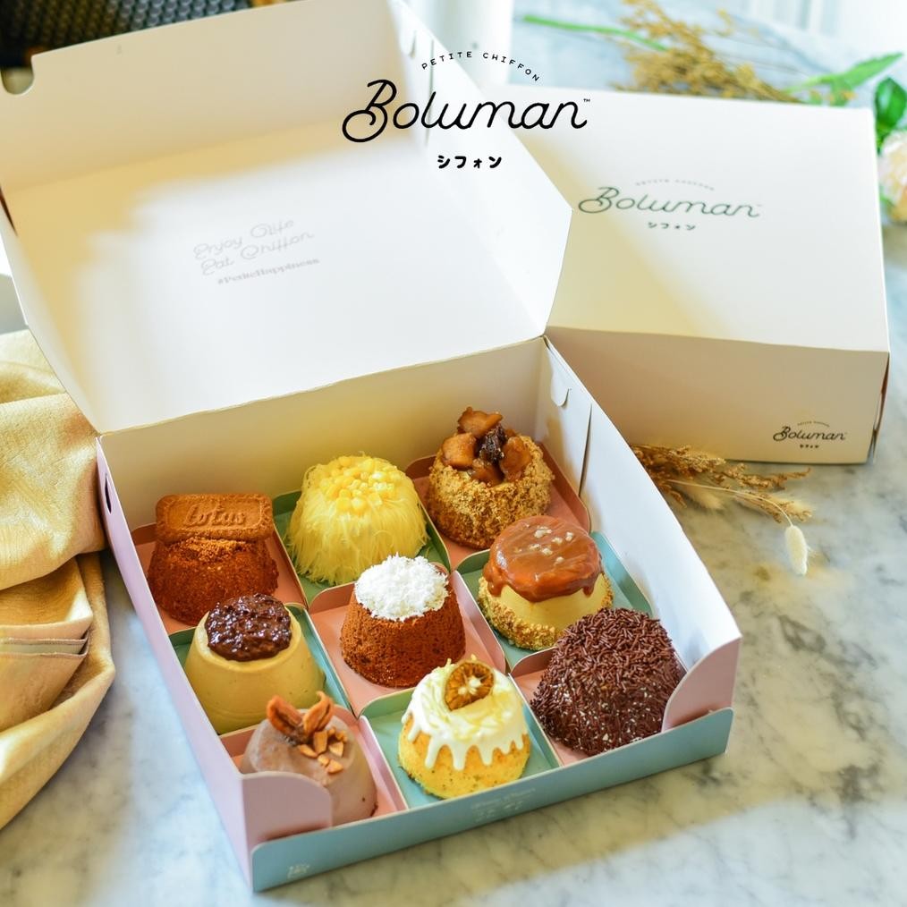 

Promoo!! Boluman | Petite Chiffon Box of 9 - The Artisan Series | Cake | Gift | Kue Bolu Chiffon