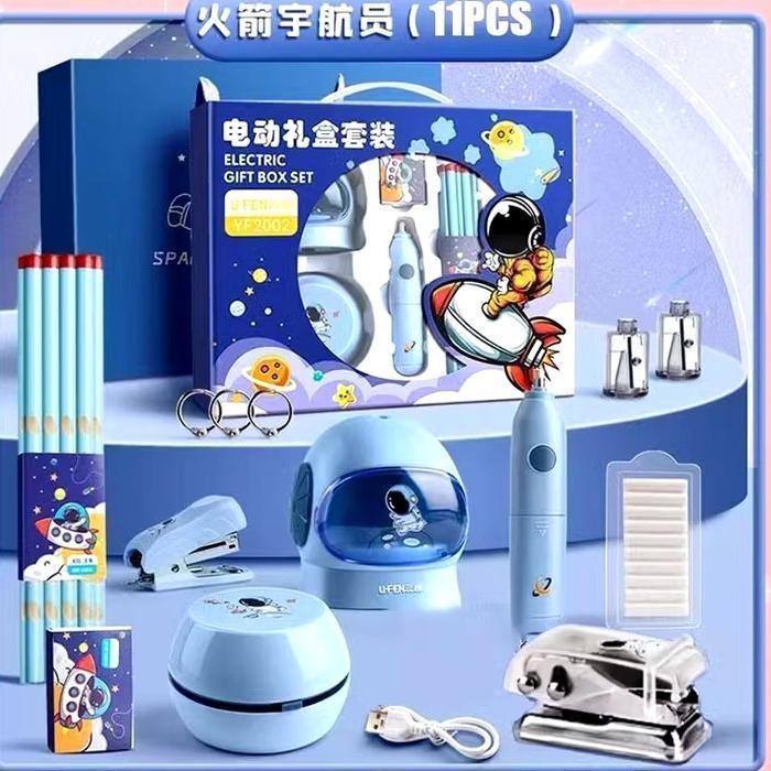 

SWG Elwctric stationary set alat tulis elektrik rautan penghapus vacum pensil 11 in 1