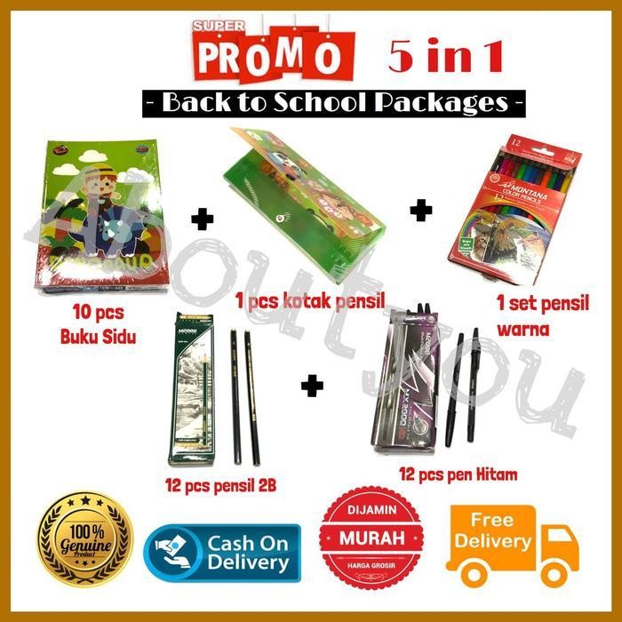 

SWG PROMO 5 in 1 PAKET Alat Tulis Sekolah LENGKAP Buku Pensil Pen murah