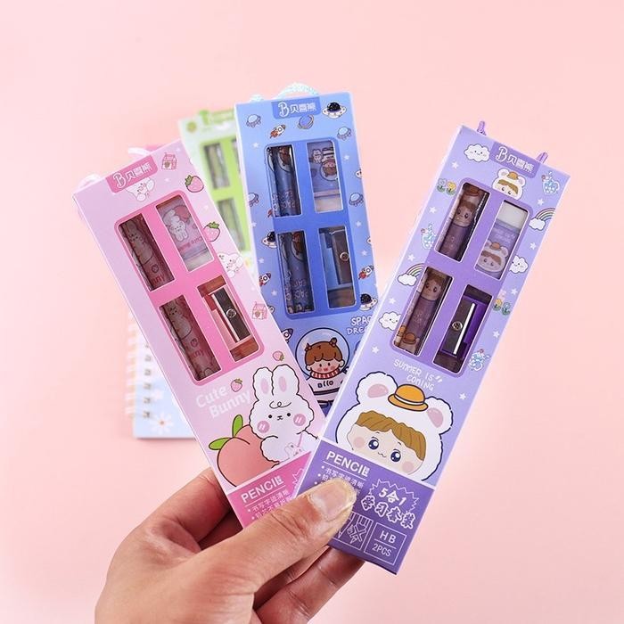 

SWG GROSIR ISTIMEWA 30PCS 5in1 PAKET ALAT TULIS set stationery anak Pensil