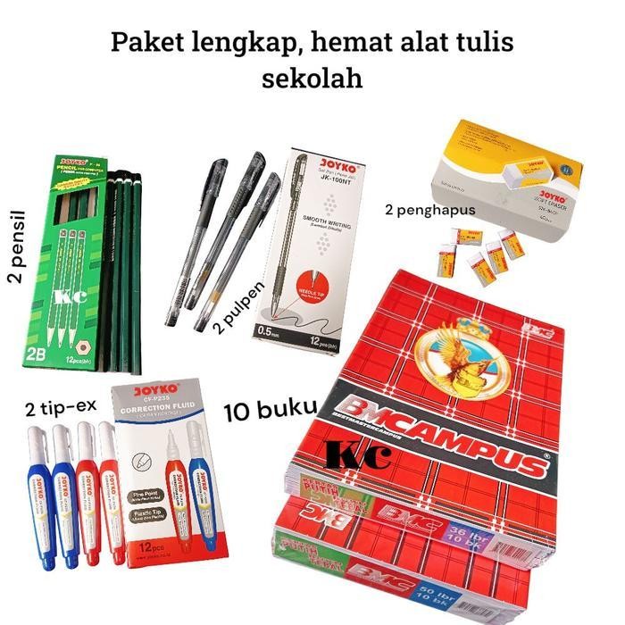

SWG (PROMO) PAKET LENGKAP BUKU TULIS SEKOLAH PANJANG BESAR BMCAMPUS ISI 36 LEMBAR 1PACK/ 10 BUKU DAN 5 BUKU FREE 2 PULPEN+2 PENSIL+2 TIPE-EX+ 2 PENGHAPUS+ 1 PENGGARIS Belajar Stationery