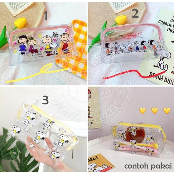 Pouch Tempat Pensil Kosmetik Serbaguna Mika Transparant Snoopy