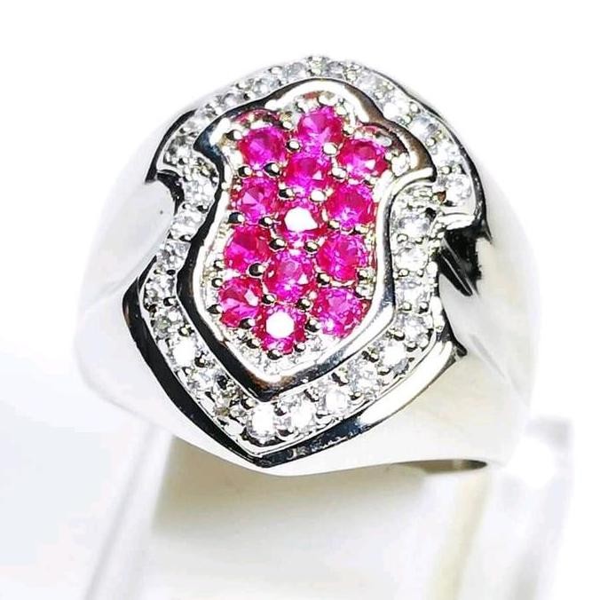 Baru Cincin Pria Batu Akik Permata Terompah Pink Ruby Siap Pakai