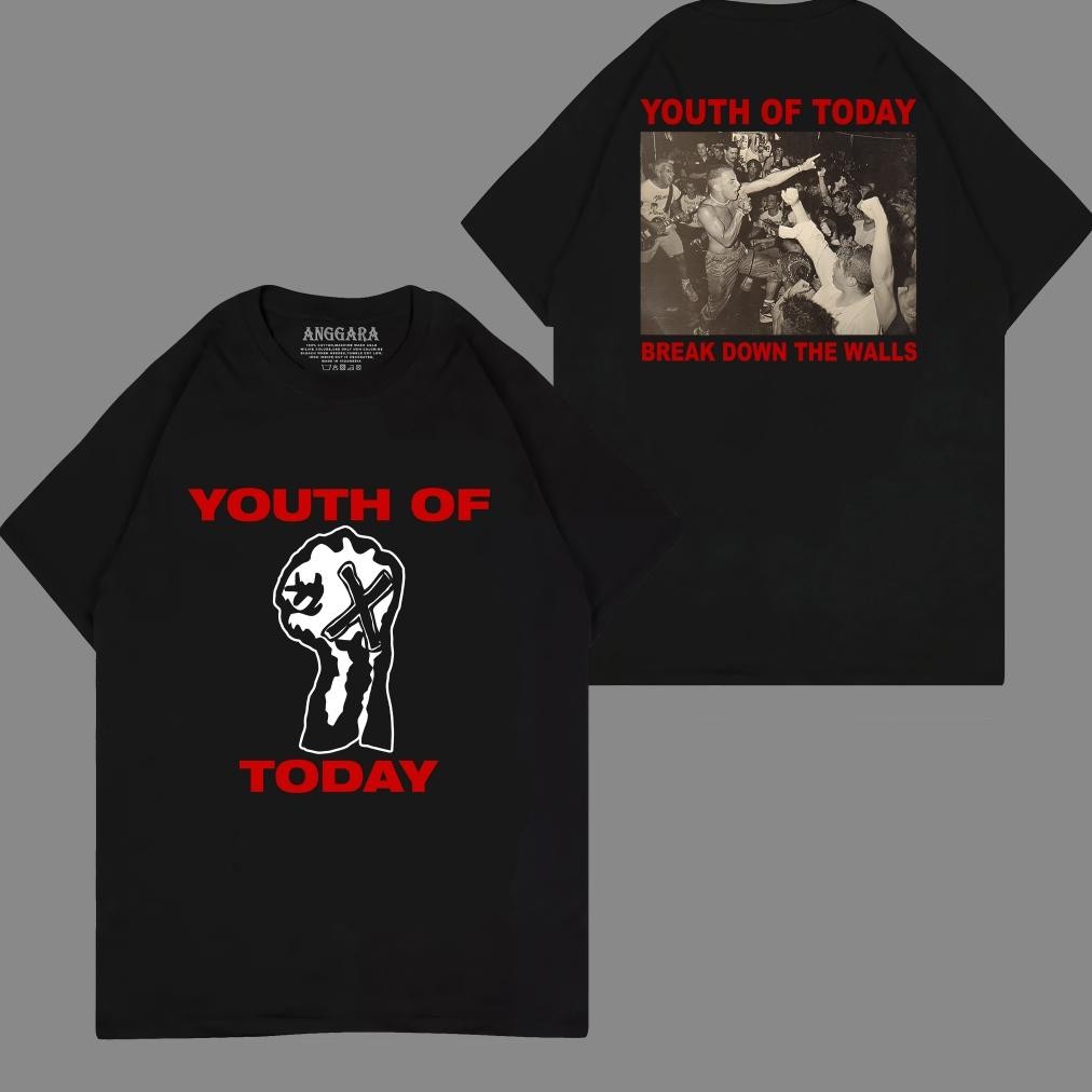 Youth Of Today Break Down The Walls Depan Belakang T-Shirt Band Hardcore Punk