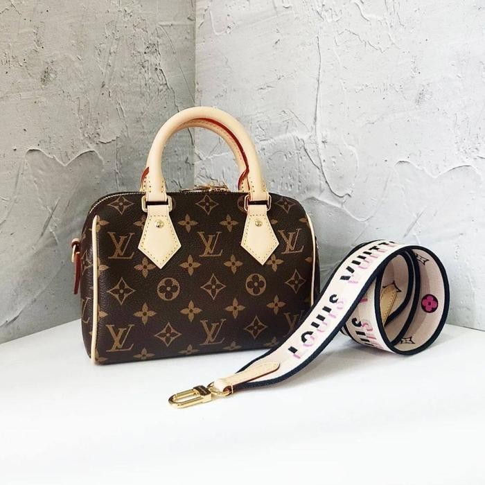 Ready Bnib Lv Speedy 20 Monogram Beige Strap ( Adjustable Strap) Original Dan Terpercaya