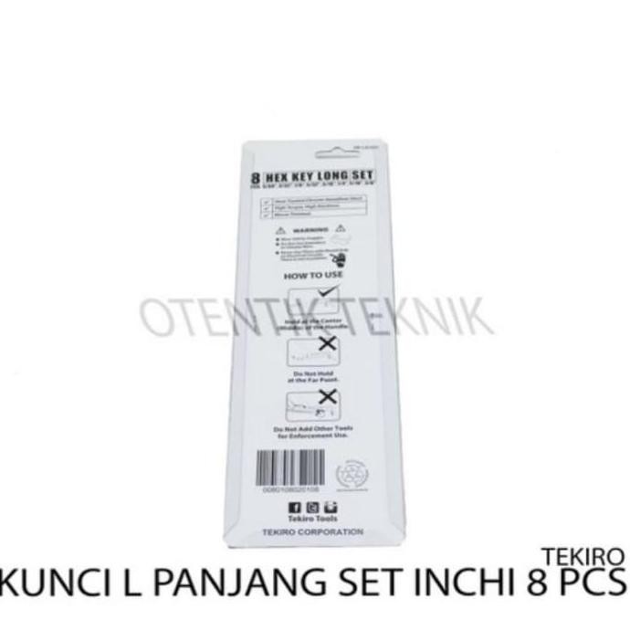 TEKIRO KUNCI L SET 8 PCS PANJANG INCI 5/64 - 3/8" - KUNCI L INCHI LONG [terbaik]