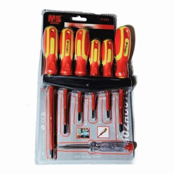 Obeng Listrik Set 7 Pcs 1000 V Insulation Screwdriver - Tespen [terbaik]
