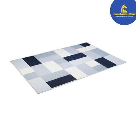 Karpet Lantai/Carpet Corak Kotak Kotak 150x200cm - Abu Muda