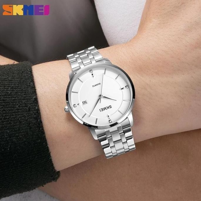 Jam Tangan Pria Wanita Analog Model Classic Tali Stainless Steel Skmei 1801