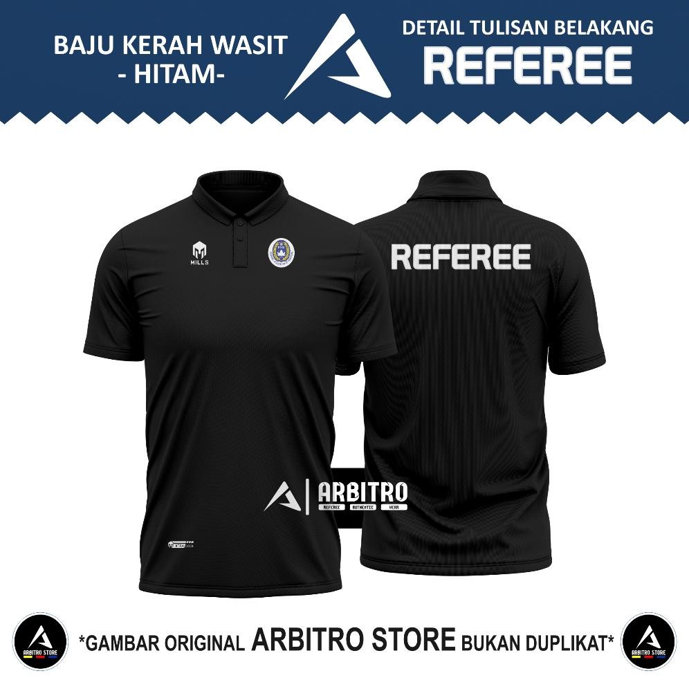 BAJU WASIT MILLS BRI LIGA 1 - WANGKI HITAM : REFEREE- MATCHCOMMISIONER - COACH Nugi