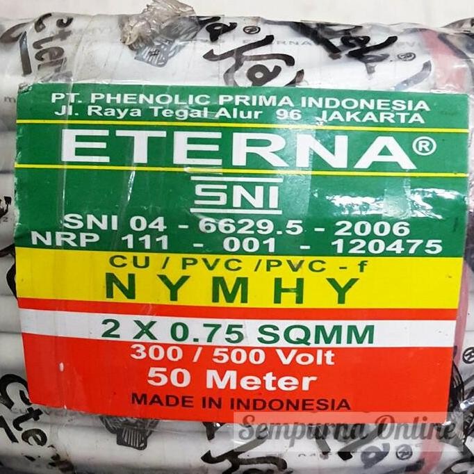 Kabel Listrik Serabut Eterna NYM HYO 2x 0,75 meteran
