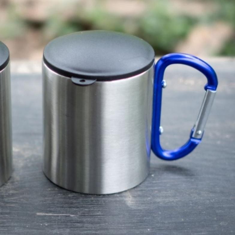 GELAS MUG Cangkir Carabiner Stainless Fortable Outdoor Camping Gunung Hiking Nugi