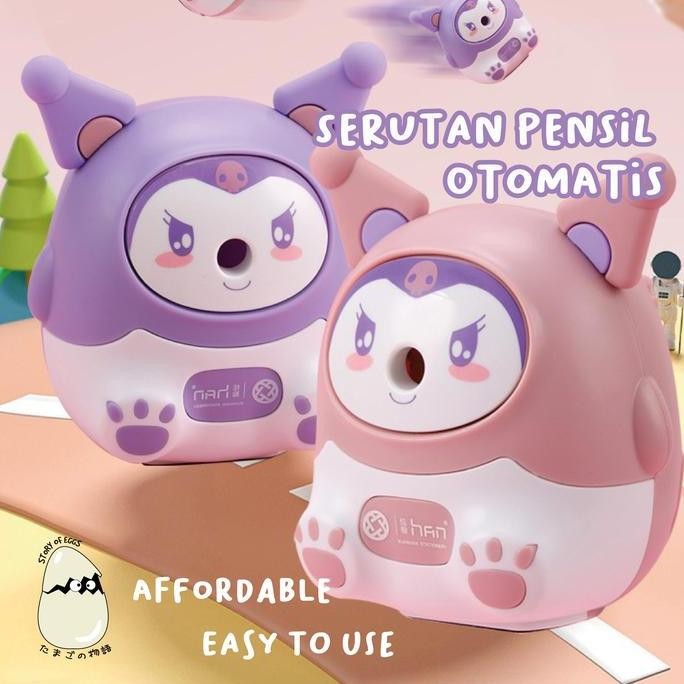 

Serutan Pensil Sanrio Kuromi Melody Rautan Otomatis Serutan Pensil Putar Automatic Sharpener Merah Stationery LA