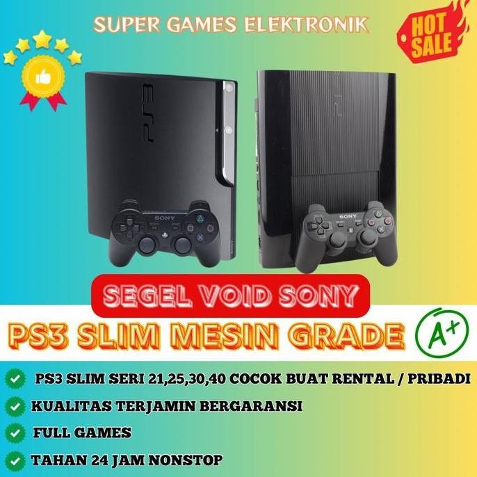 PS3 SLIM SERI 21 25 30 / SUPER SLIM 120+500gb (64game) Void Sony ASLI KUALITAS MESIN GRADE A+ 2Stik 
